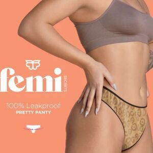 Femi Secrets Leakproof Pretty Panty in Leopard Print, Bikini, 7 Ct., Small. New!